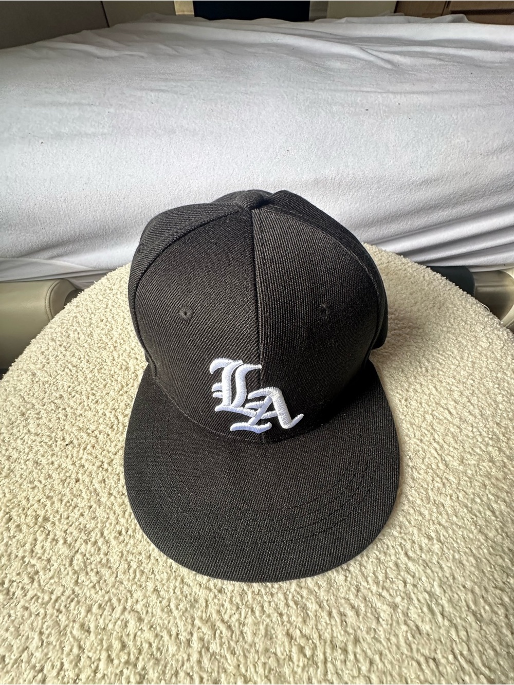 Mens Black LA Embroidered Baseball Cap